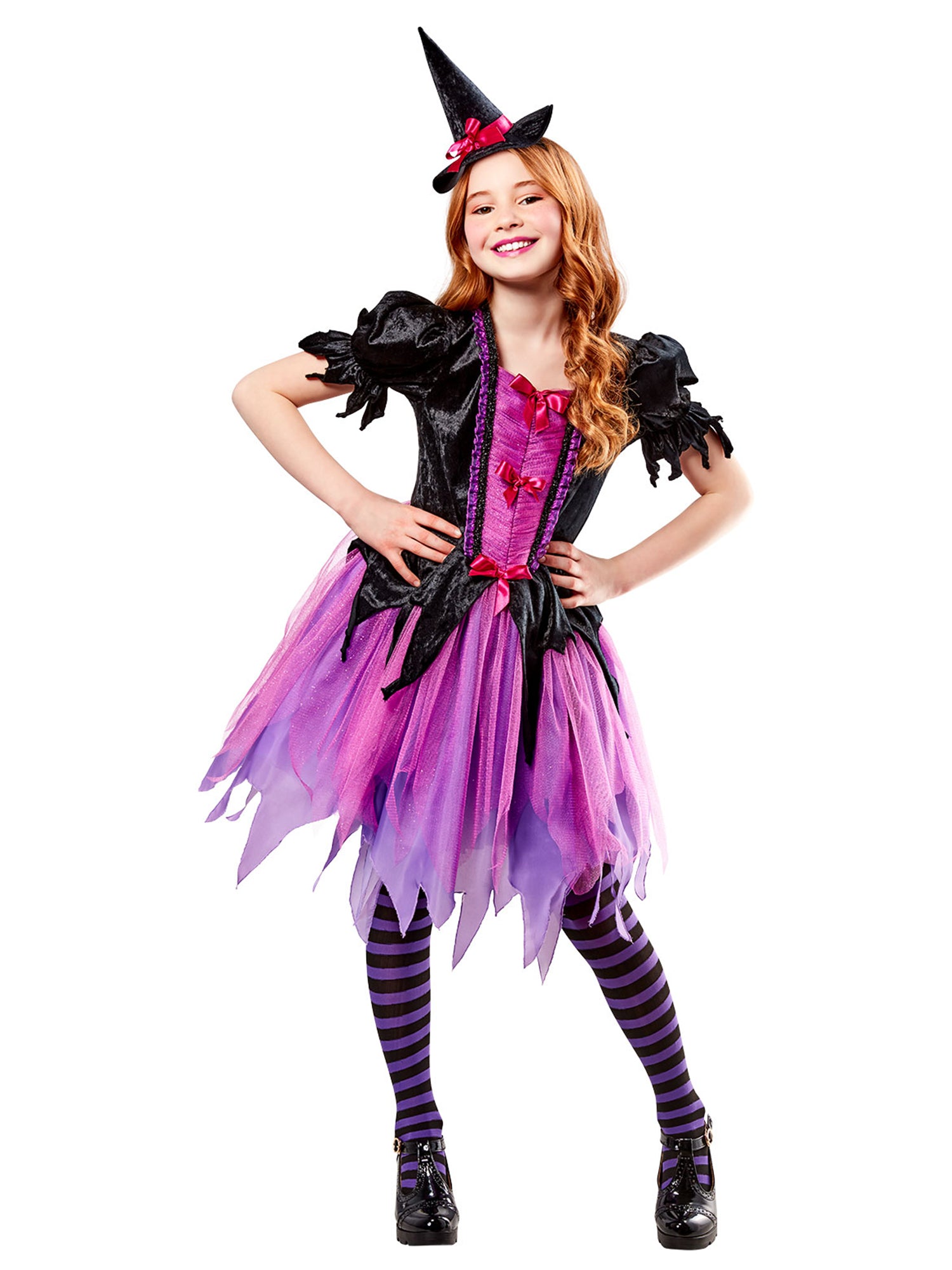 Girls' Purple Witch Dress with Hat - costumes.com