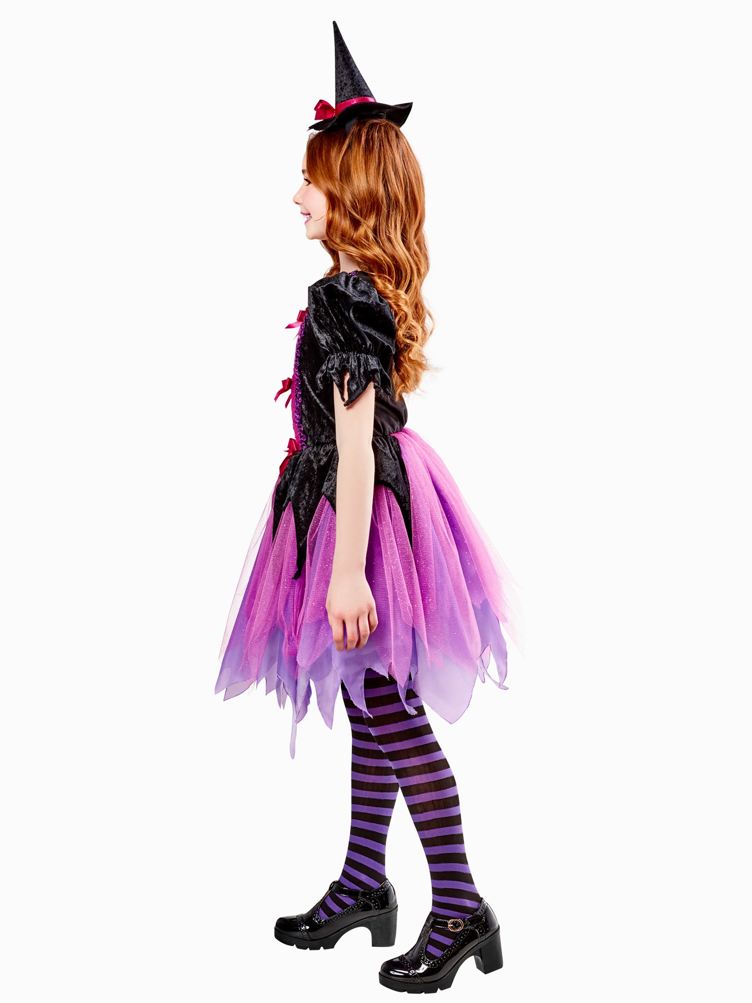 Girls' Purple Witch Dress with Hat - costumes.com