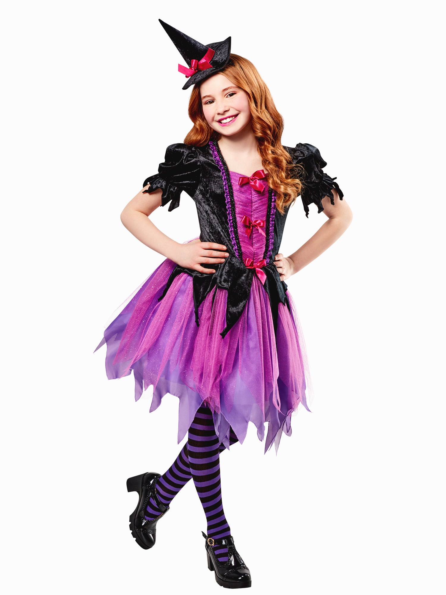 Girls' Purple Witch Dress with Hat - costumes.com