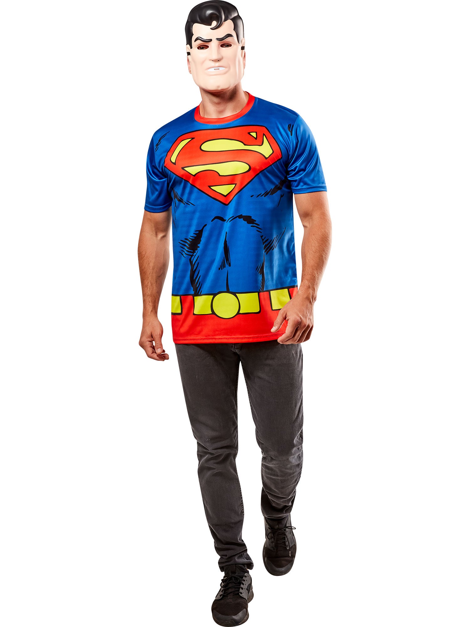 Men's DC Comics Ben Cooper Superman T-Shirt and Half Mask - costumes.com