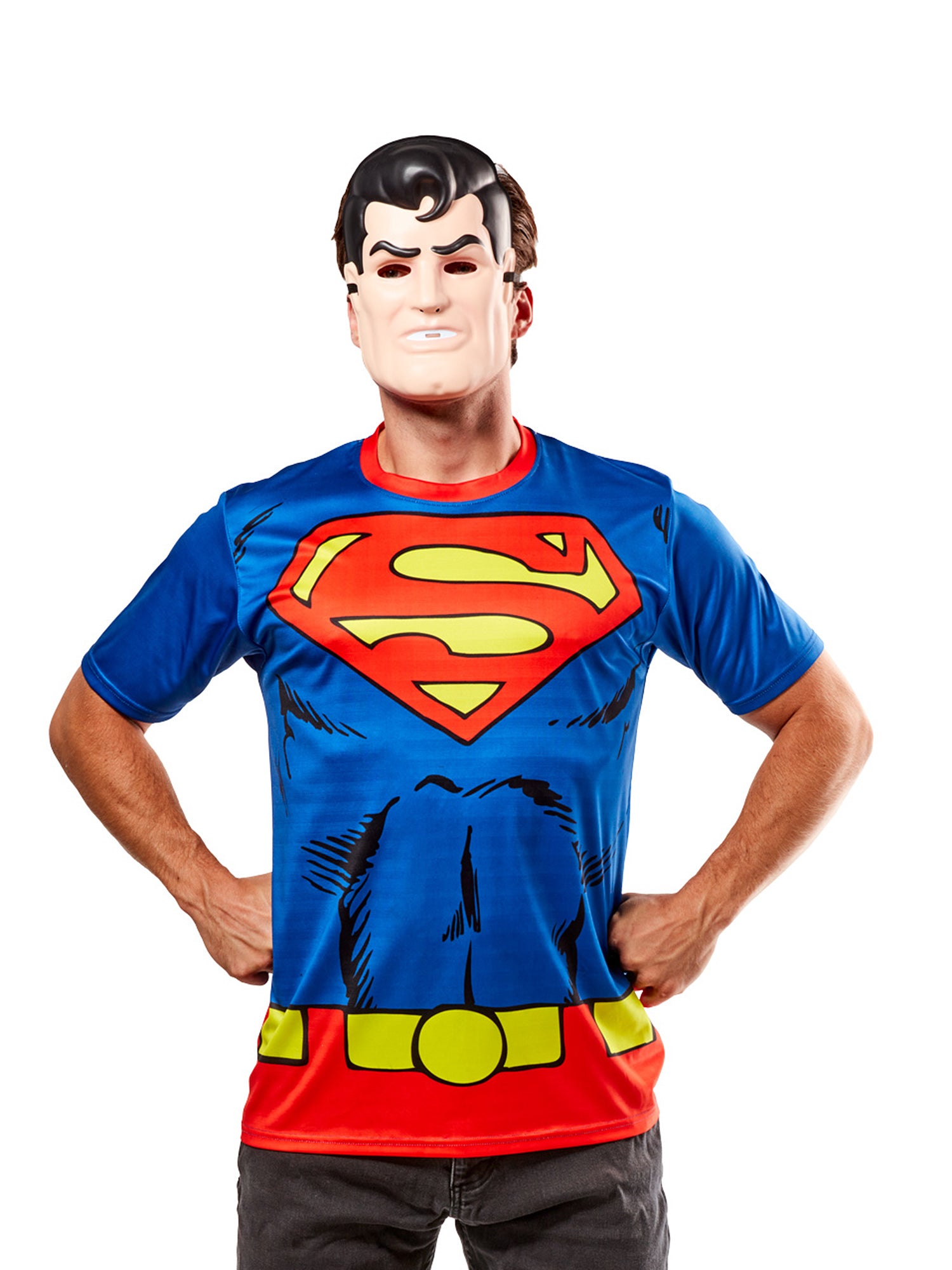 Men's DC Comics Ben Cooper Superman T-Shirt and Half Mask - costumes.com