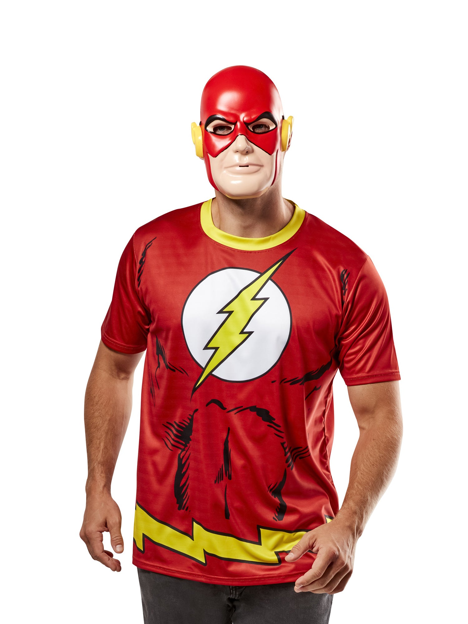 Men's DC Comics Ben Cooper Flash T-Shirt and Half Mask - costumes.com