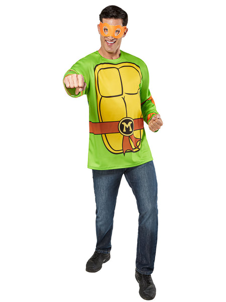 Men's Teenage Mutant Ninja Turtles Classic Michelangelo Costume Top and Mask