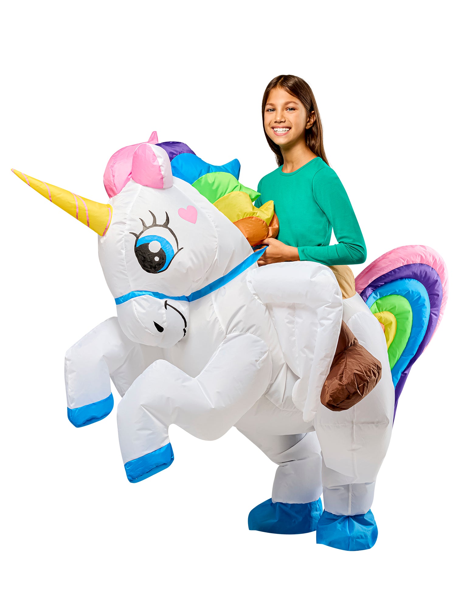 Kids' Ride on Unicorn Light Up Inflatable Costume - costumes.com