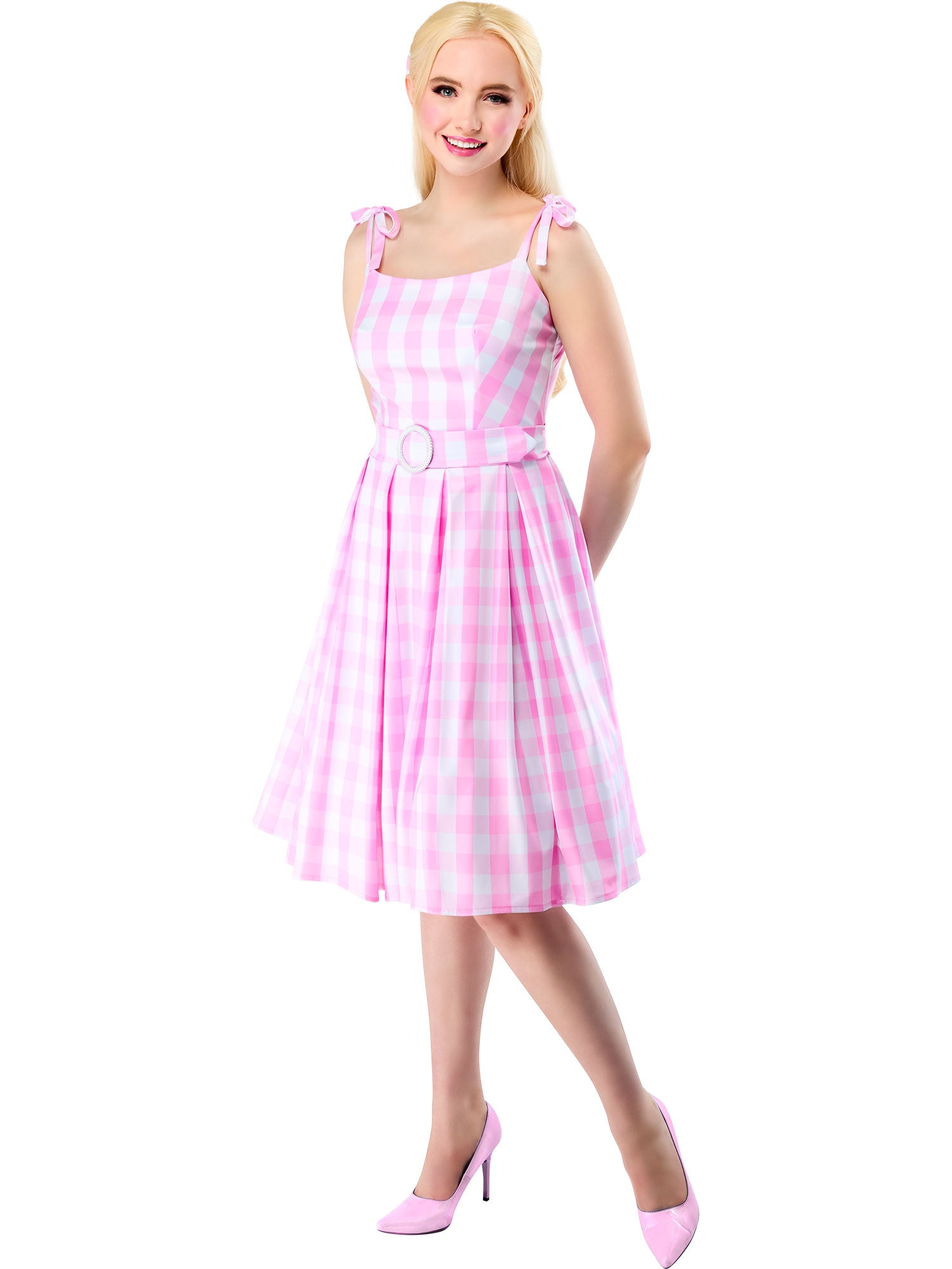 barbie's pink gingham dress A Leading Role x Mattel Barbie Pink Gingham Premium Child Dress Up
