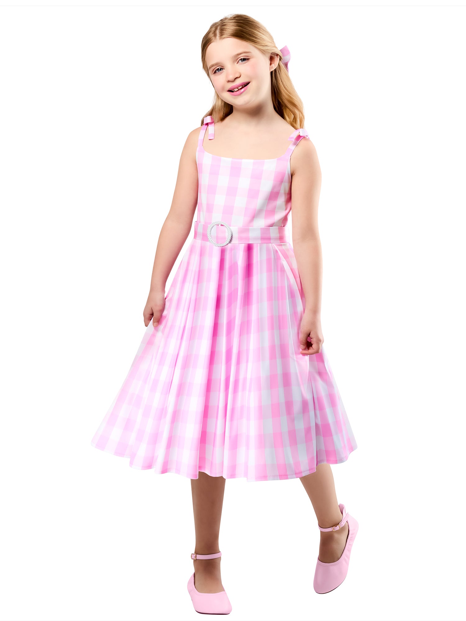 Girls' Barbie Movie Perfect Day Pink Gingham Dress - costumes.com