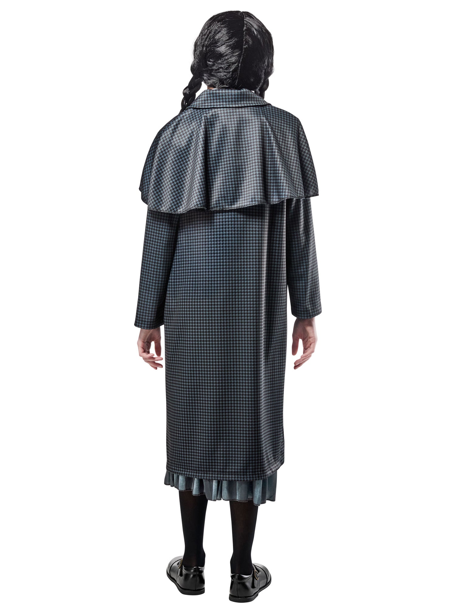 Girls' Wednesday Gray Houndstooth Print Coat - costumes.com