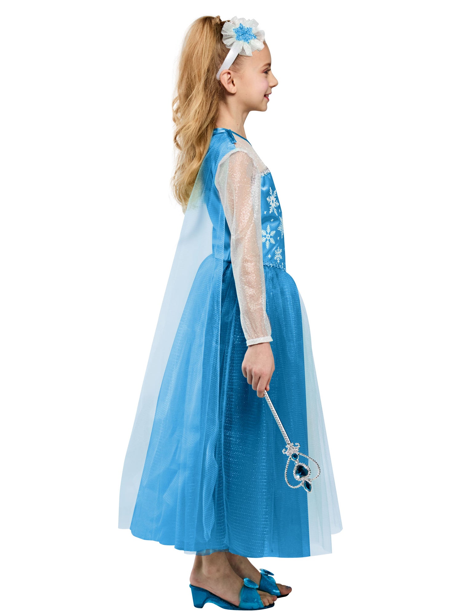 Girls' Blue Snow Princess Dress and Headband - costumes.com