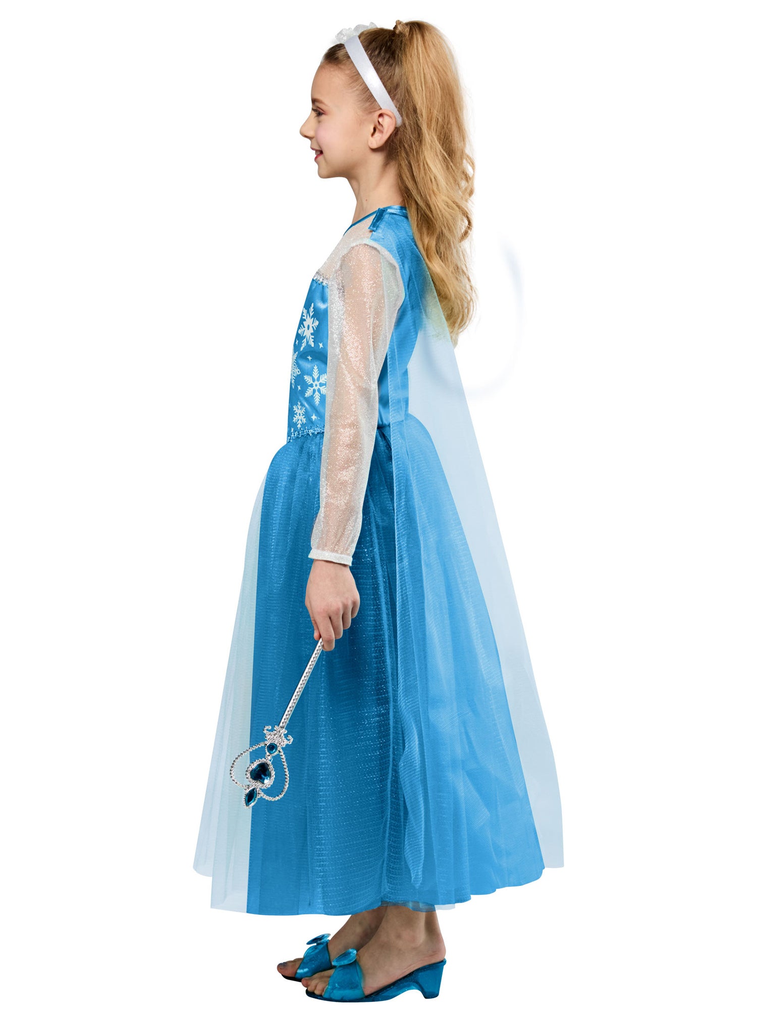 Girls' Blue Snow Princess Dress and Headband - costumes.com