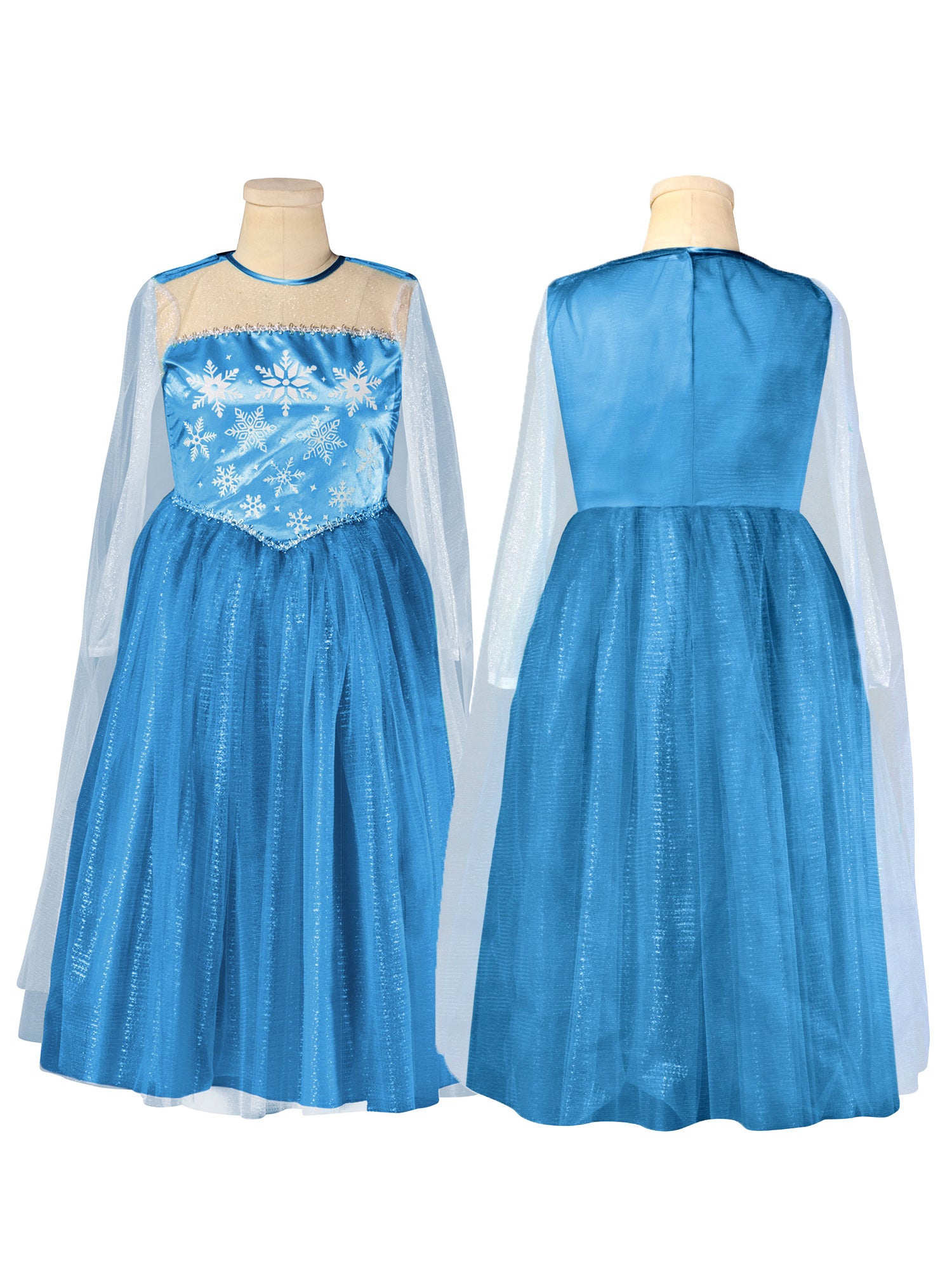 Girls' Blue Snow Princess Dress and Headband - costumes.com