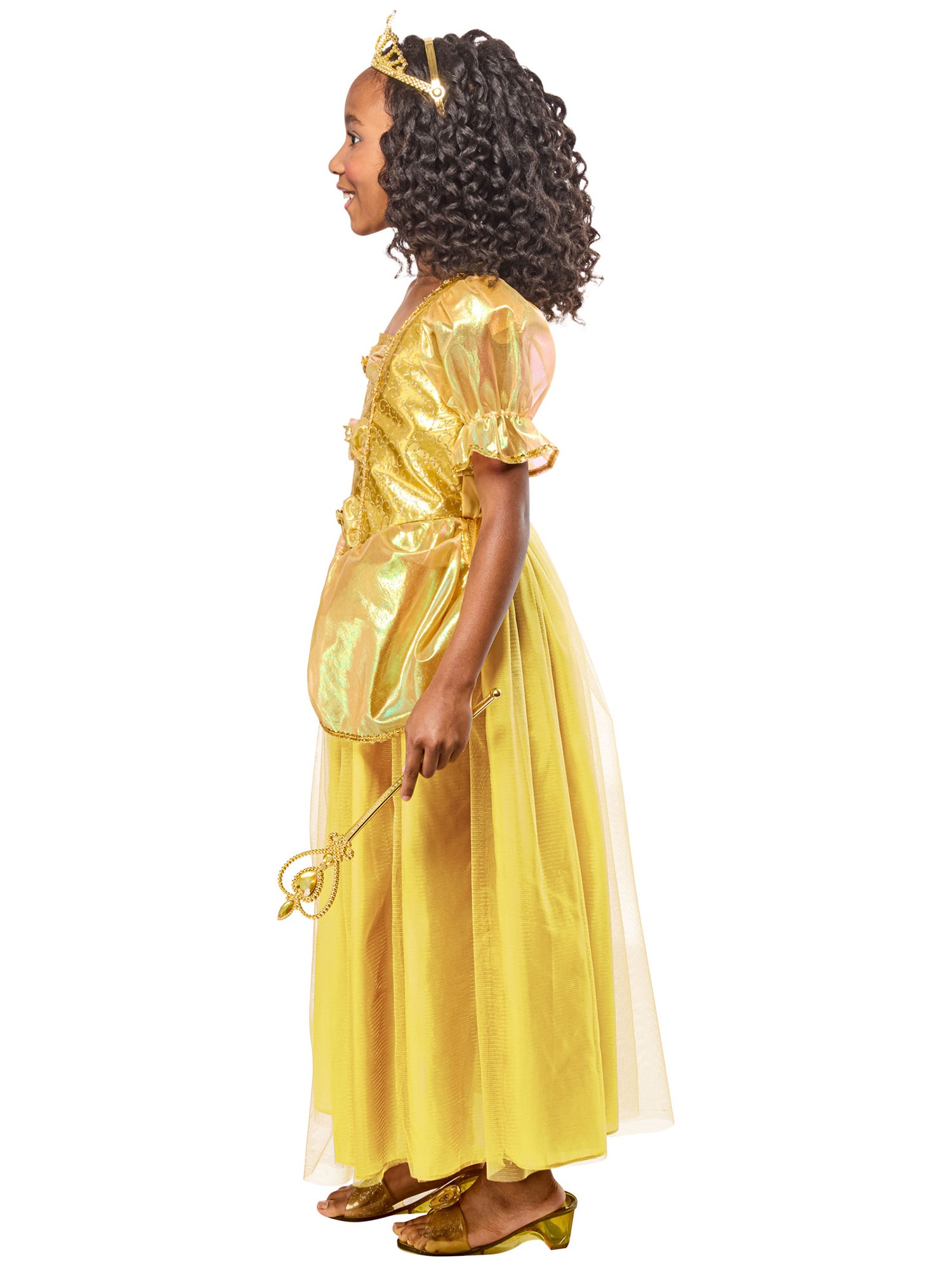 Girls' Gold Beauty Princess Dress and Tiara - costumes.com
