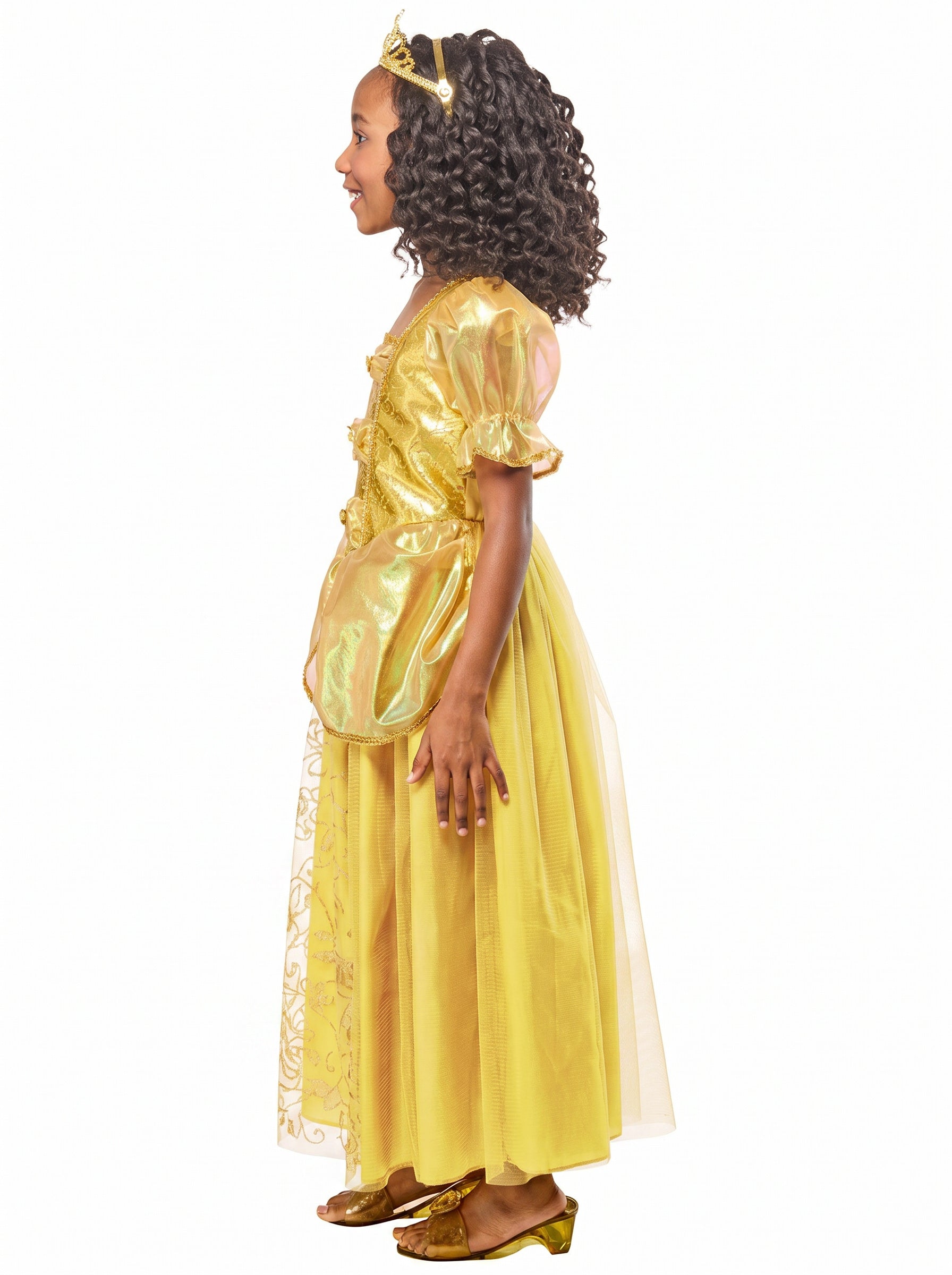 Girls' Gold Beauty Princess Dress and Tiara - costumes.com