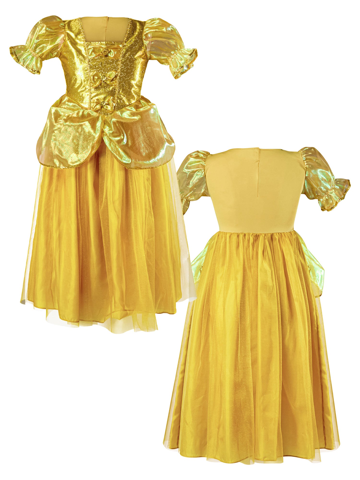 Girls' Gold Beauty Princess Dress and Tiara - costumes.com