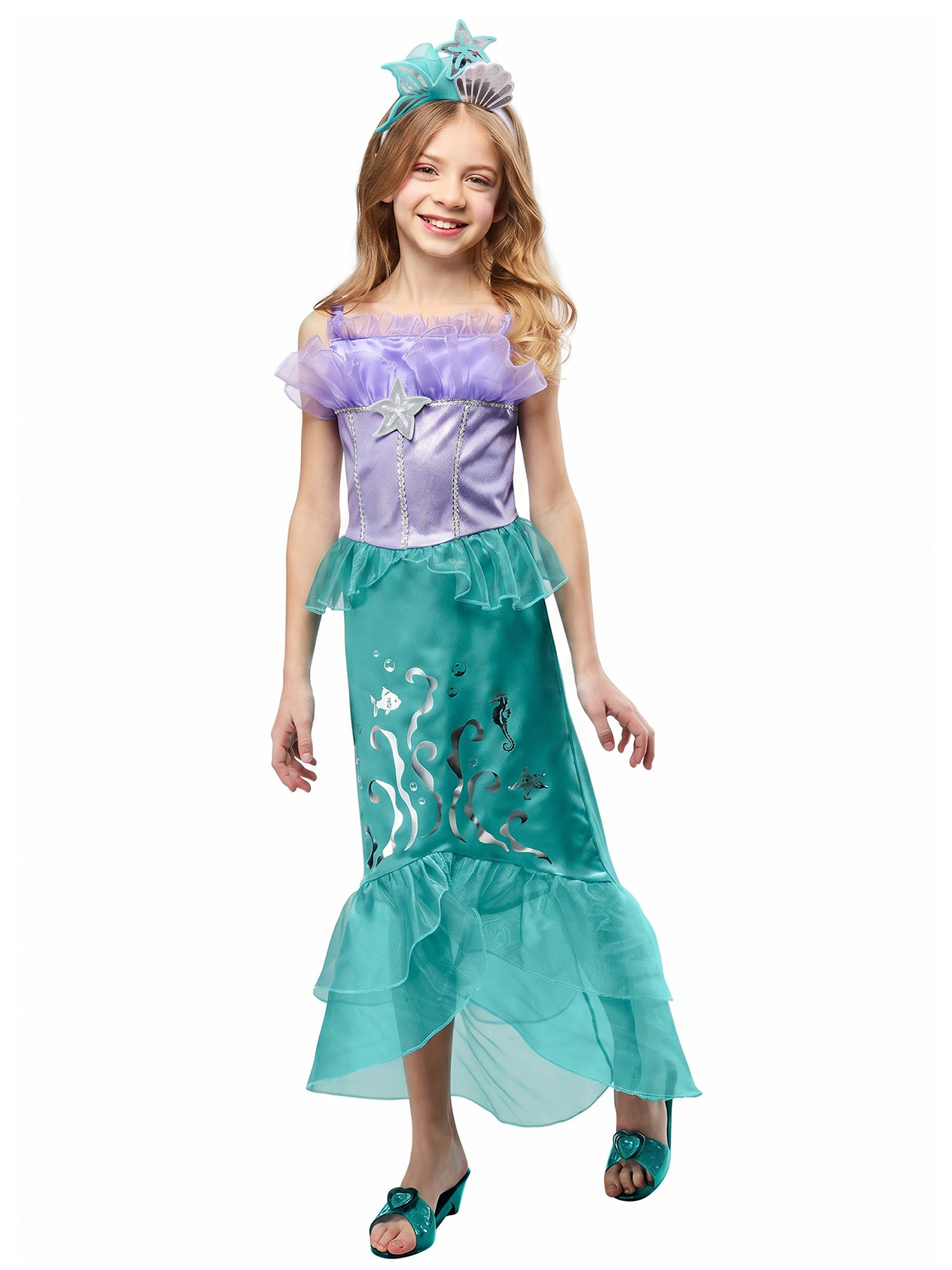 Girls' Mermaid Princess Dress and Headband - costumes.com