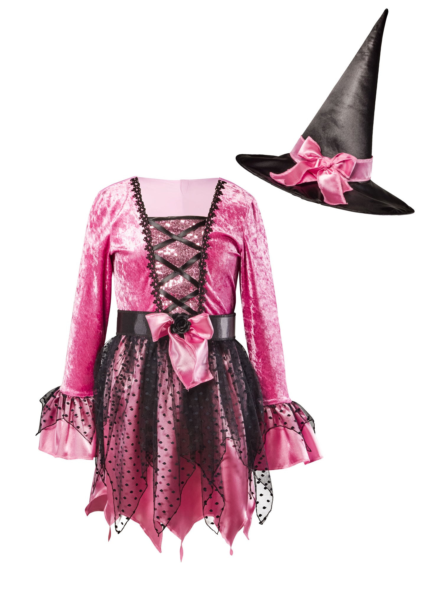 Girls' Pink Witch Costume with Hat - costumes.com