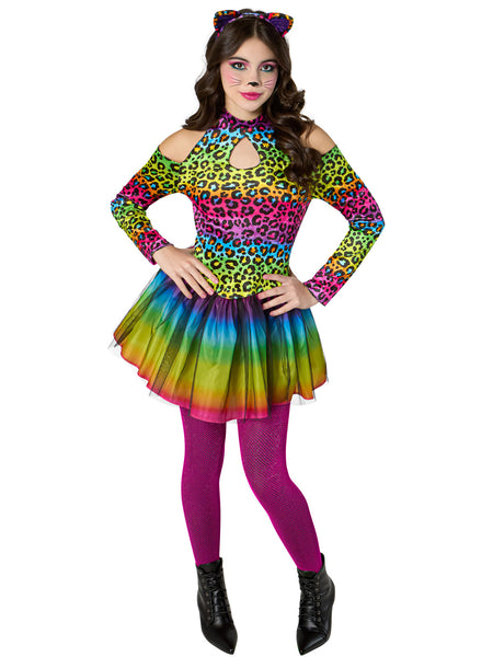 Girls' Junior Neon Leopard Costume