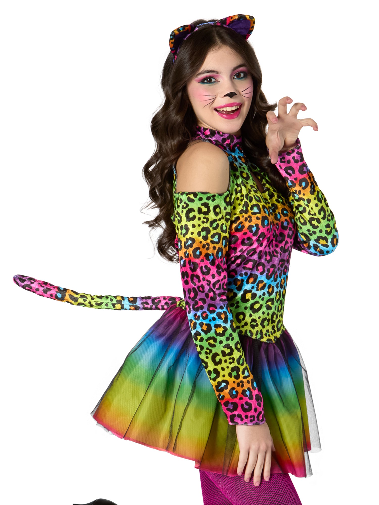 Girls' Junior Neon Leopard Costume - costumes.com
