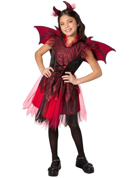 Girls' Sequin Red Devil Costume