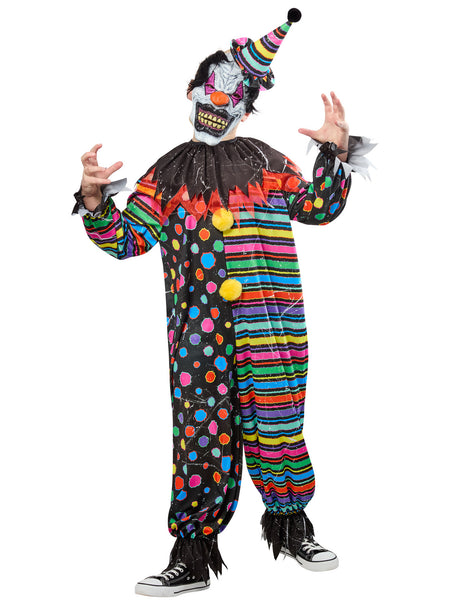 Boys' Neon Clown Creep Costume with Mask