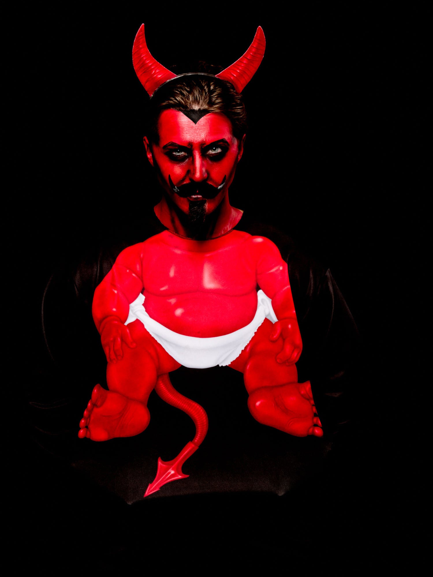 Men's Devil Baby Costume Top with Horns - costumes.com