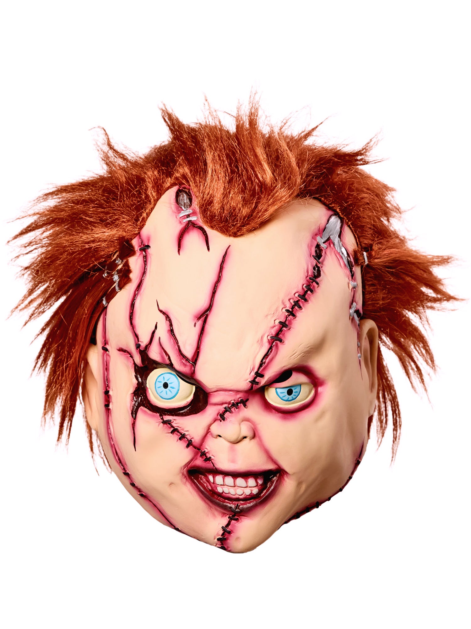 Men's Bride of Chucky Overhead Latex Chucky Mask with Hair and Stitches - costumes.com