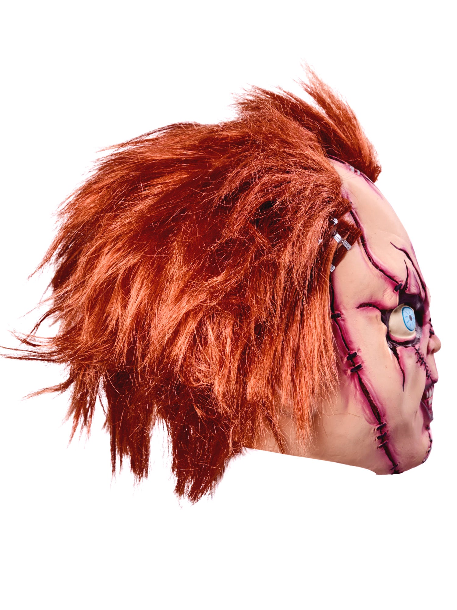 Men's Bride of Chucky Overhead Latex Chucky Mask with Hair and Stitches - costumes.com