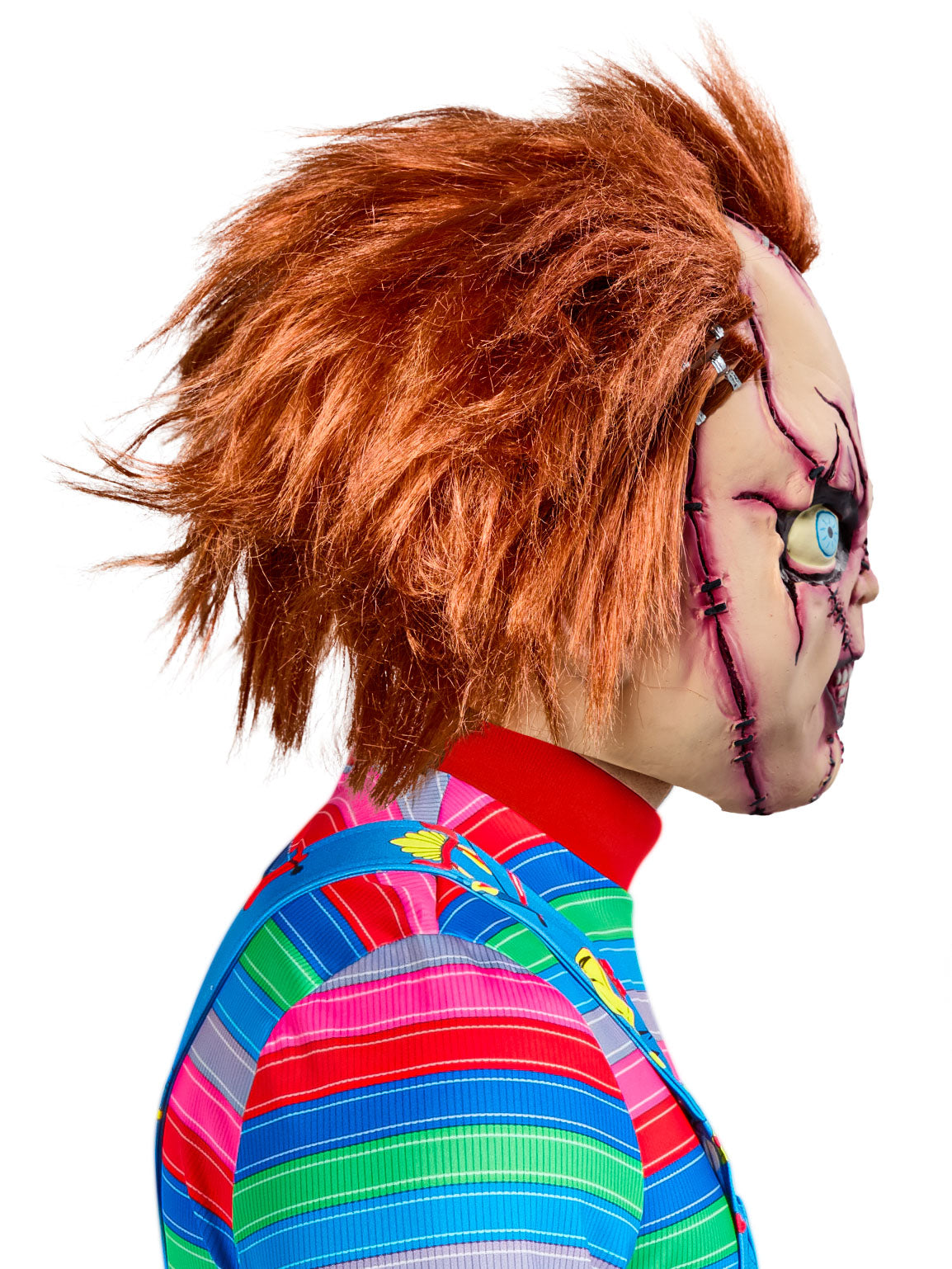 Men's Bride of Chucky Overhead Latex Chucky Mask with Hair and Stitches - costumes.com