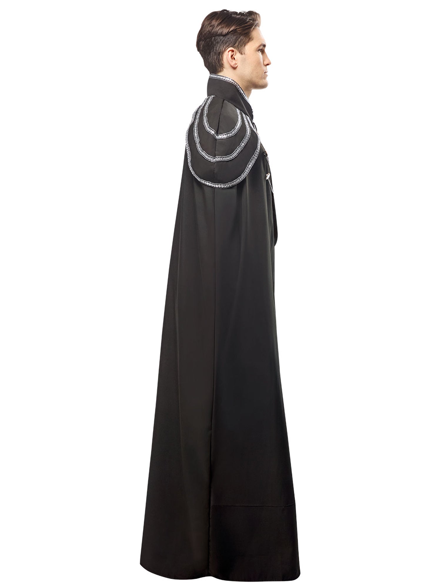 Adult Black Full Length Renaissance Cape with Chain Accents - costumes.com