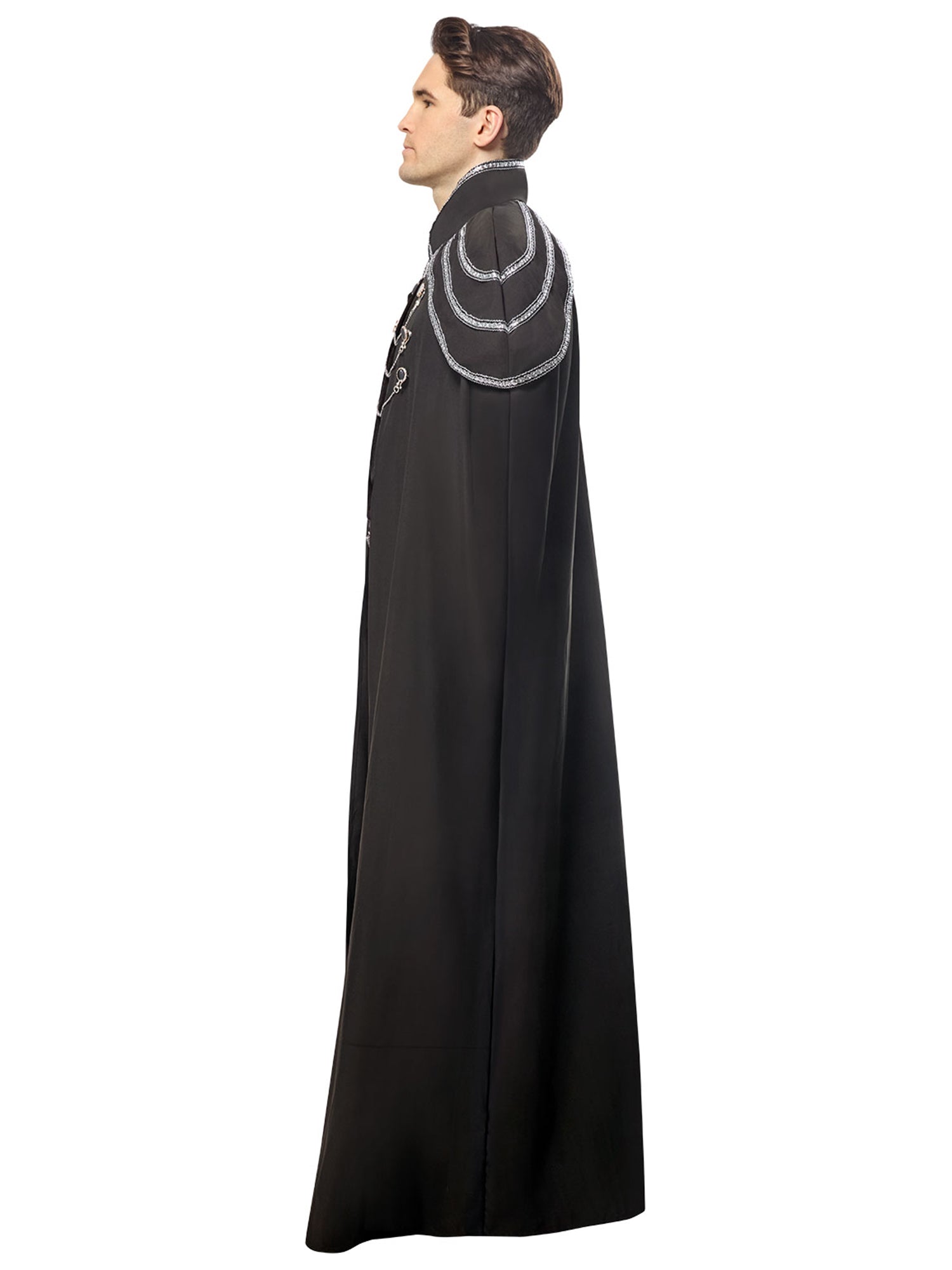 Adult Black Full Length Renaissance Cape with Chain Accents - costumes.com