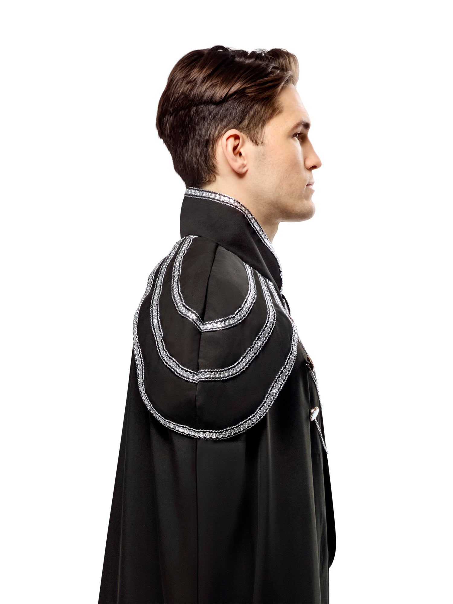 Adult Black Full Length Renaissance Cape with Chain Accents - costumes.com