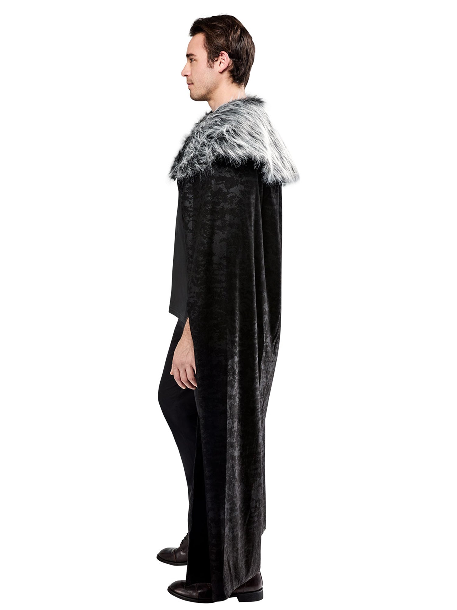 Adult Black Full Length Cape with Faux Fur Collar - costumes.com