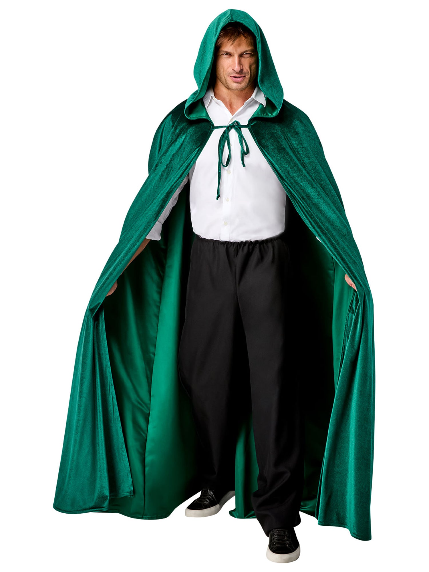 Adult Green Full Length Hooded Renaissance Cloak - costumes.com