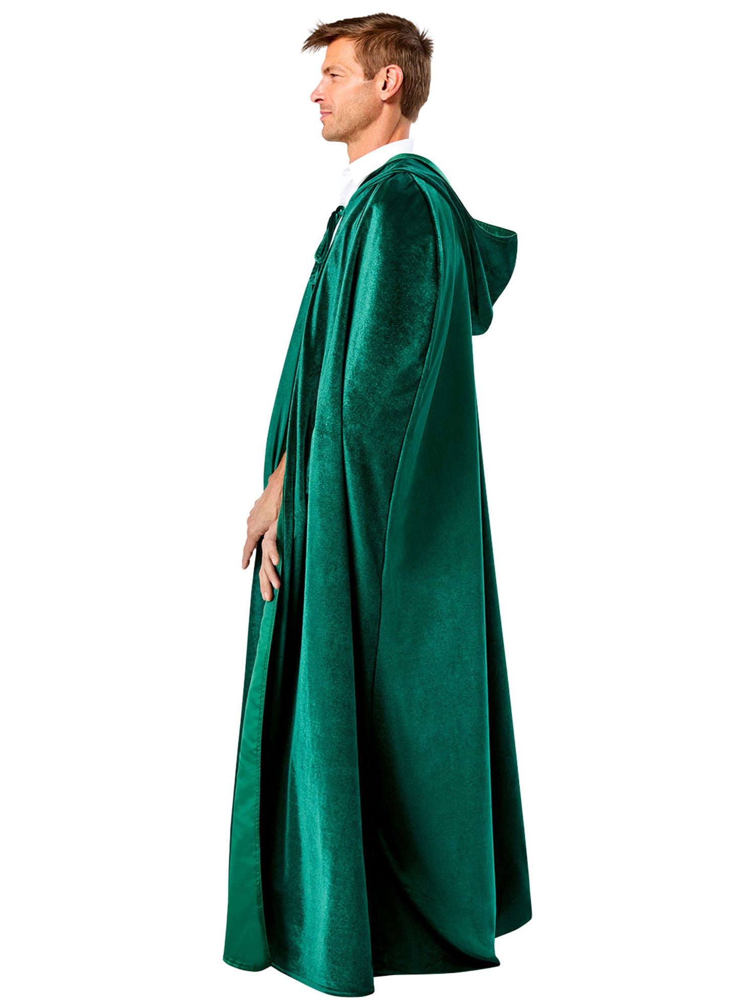 Adult Green Full Length Hooded Renaissance Cloak - costumes.com