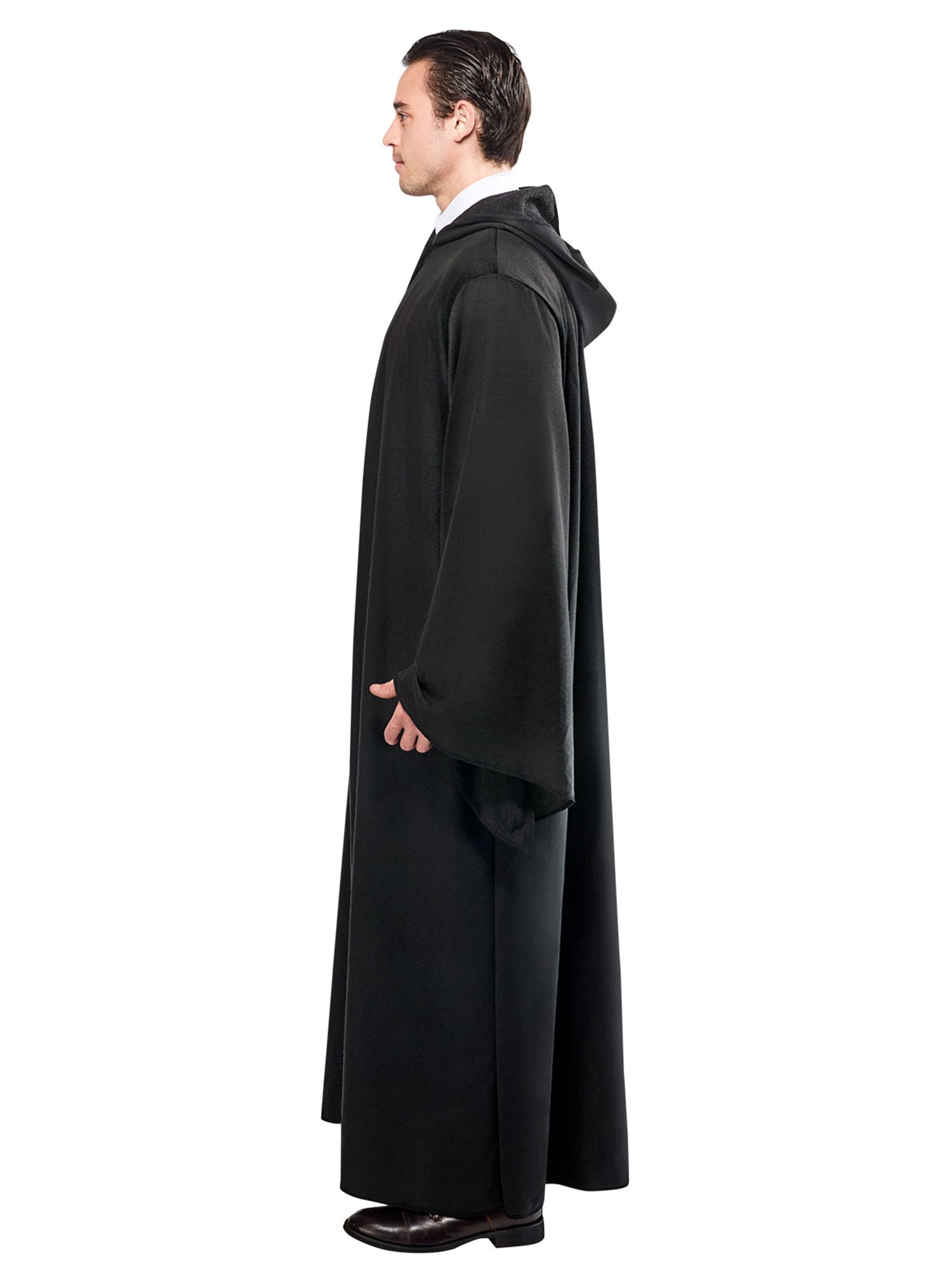 Adult Black Full Length Hooded Renaissance Cloak - costumes.com