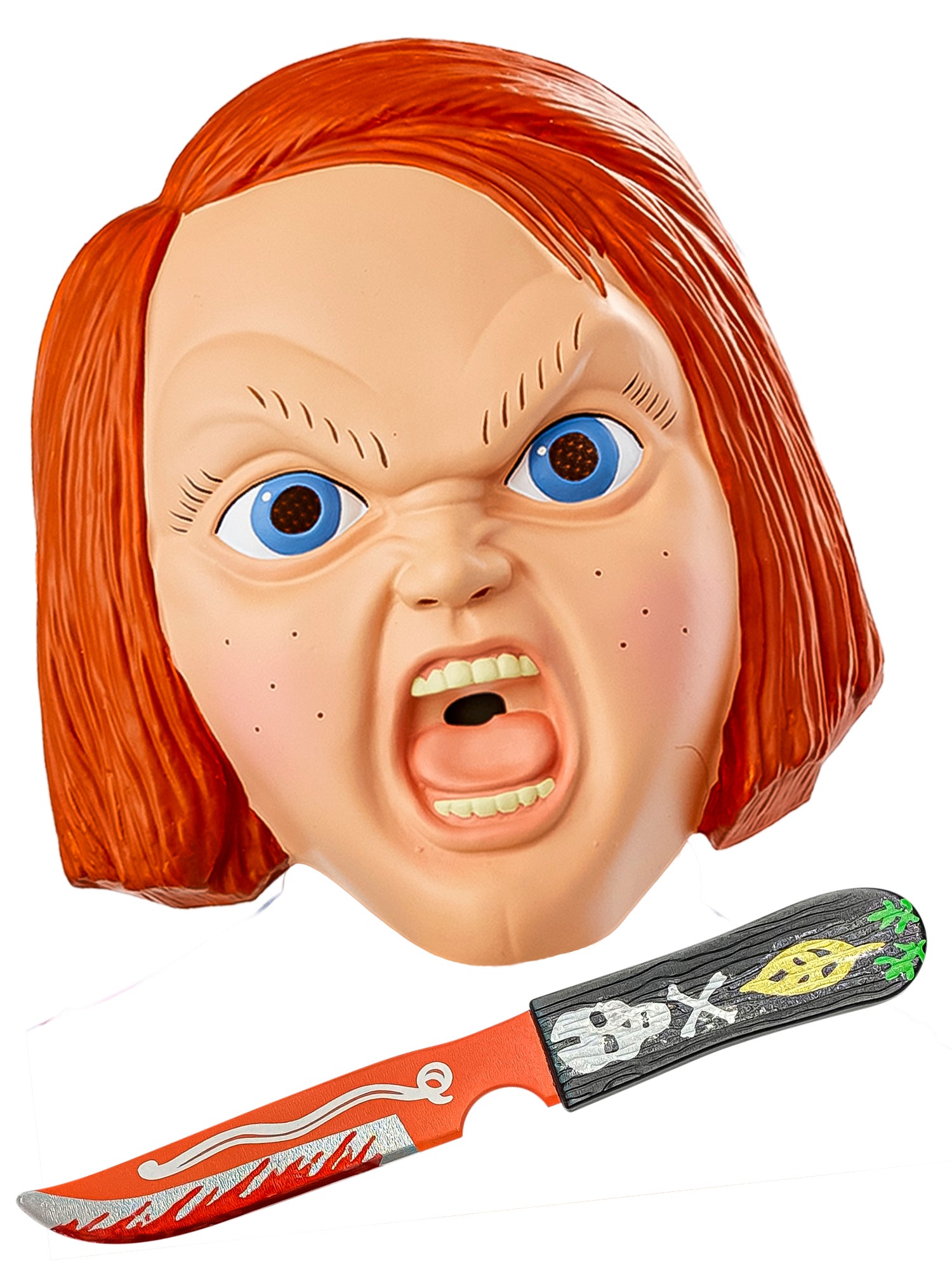 Child s Play 2 Chucky Mask And Voodoo Knife Set child-s-play-2-chucky-mask-and-voodoo-knife-set