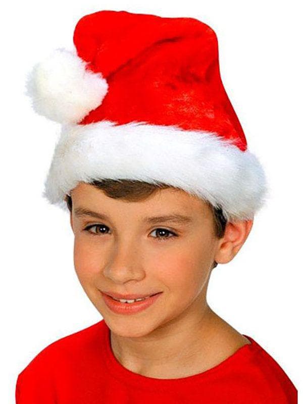 Kids' Red and White Plush Santa Hat - costumes.com