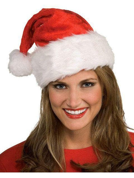 Adult Red and White Plush Santa Hat