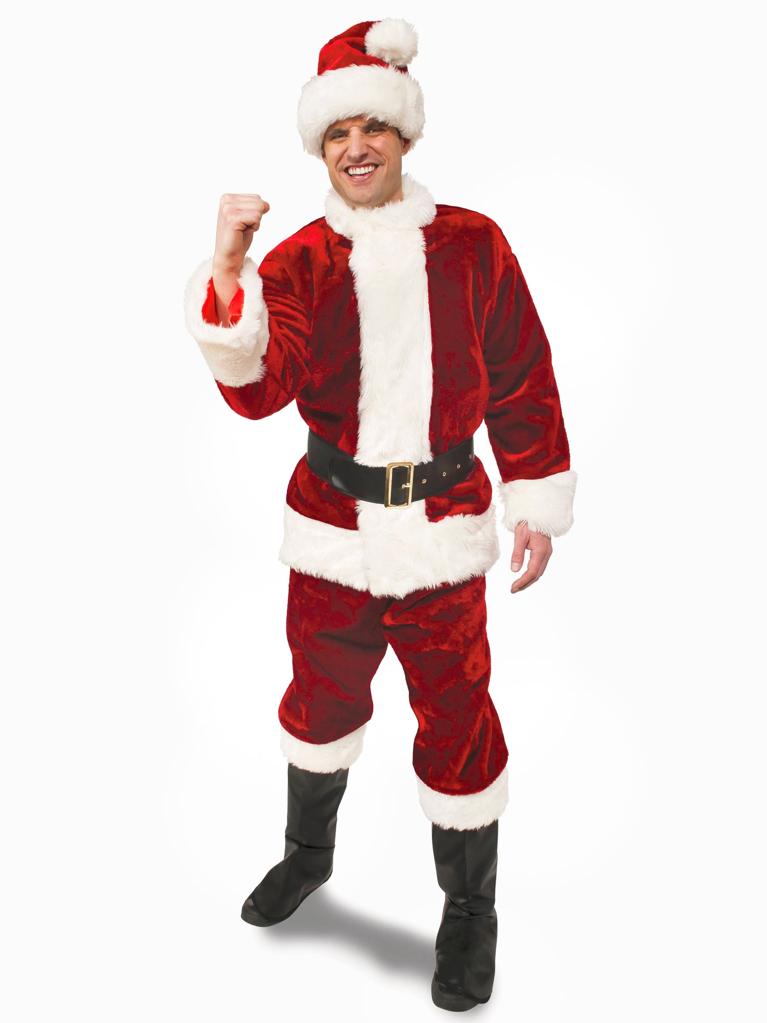 Men's Big and Tall Crimson Mega Plush Santa Costume - Deluxe - costumes.com
