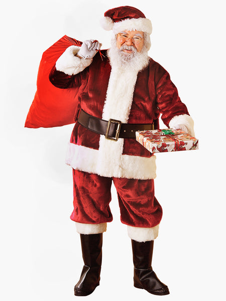 Men's Crimson Mega Plush Santa Costume - Deluxe