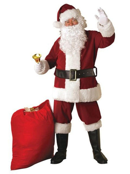 Adult Crimson Regal Plush Santa Suit Costume