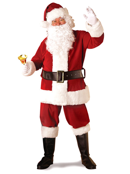 Men's Crimson Plush Santa Suit Costume -Deluxe