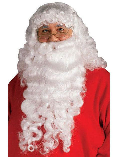 Men's White Santa Beard and Wig Set - Value