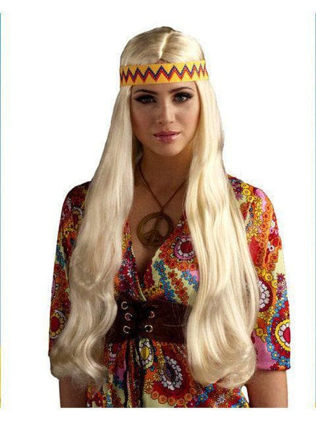 Adult Long Blonde Hippie Wig
