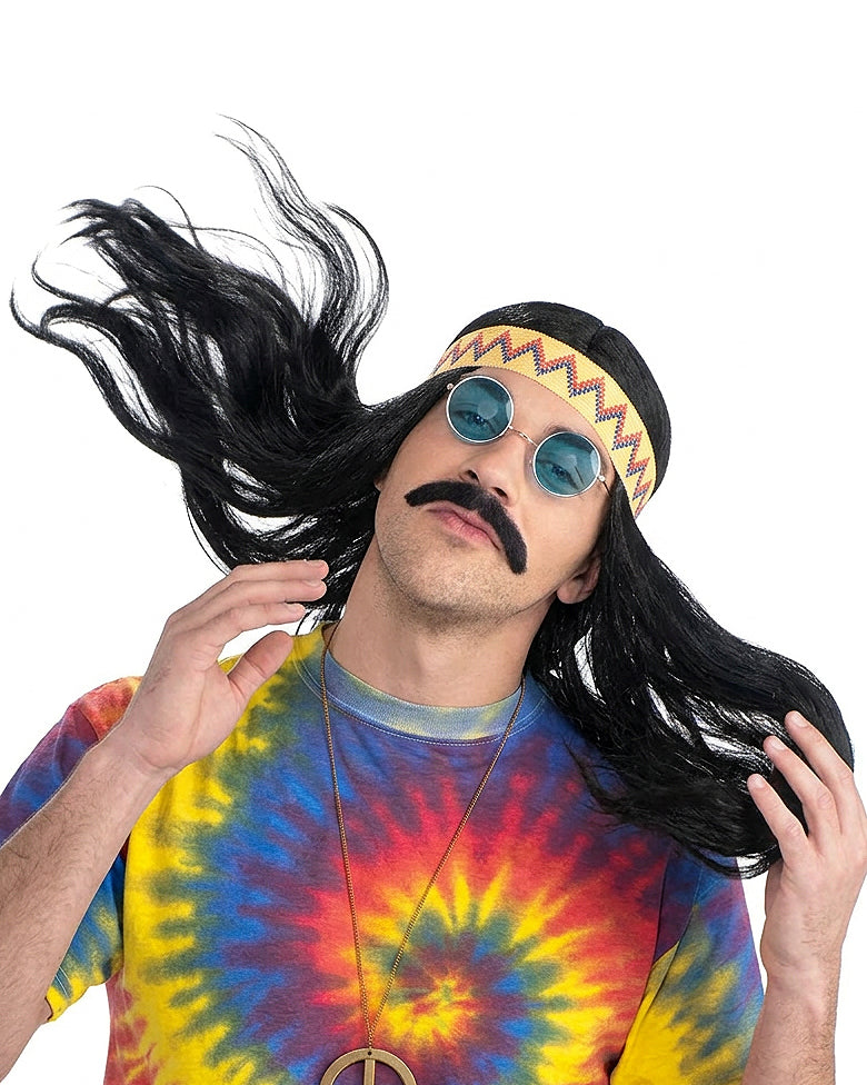 Adult Long Black Hippie Wig - costumes.com