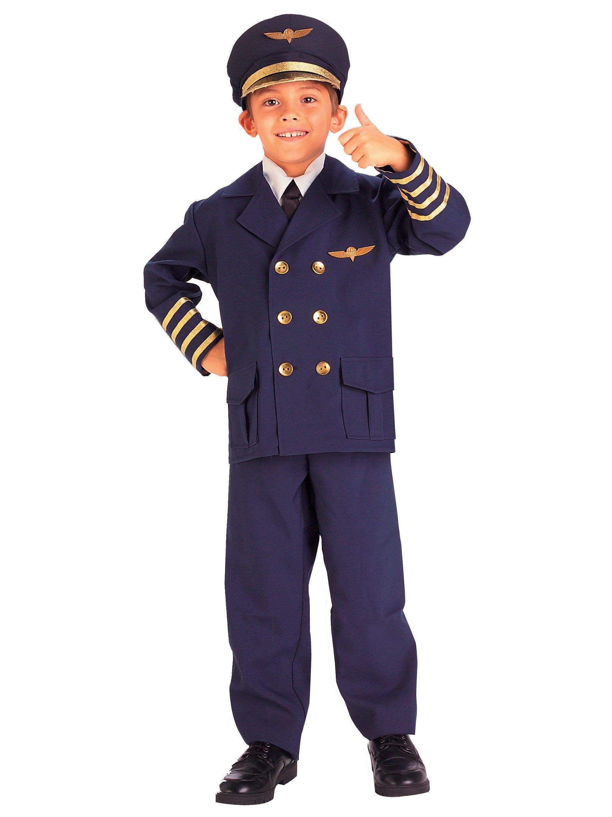 Kids' Blue and Gold Junior Airline Pilot Costume - costumes.com