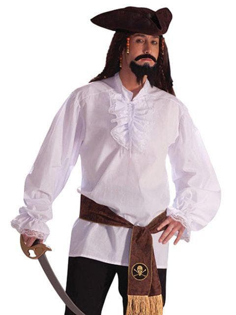 Men's White Lace Ruffle Pirate Shirt - costumes.com
