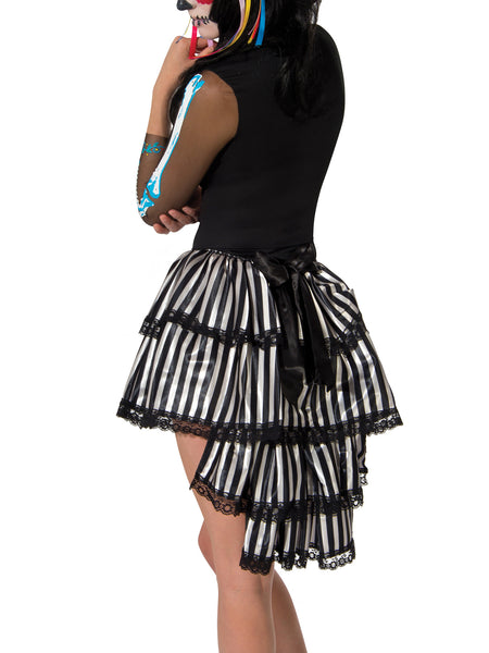 Women's Black and White Striped Bustle