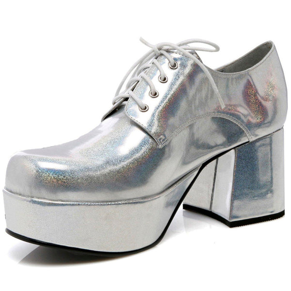platform dress shoes Adult Silver 70s Platform Heeled Shoes