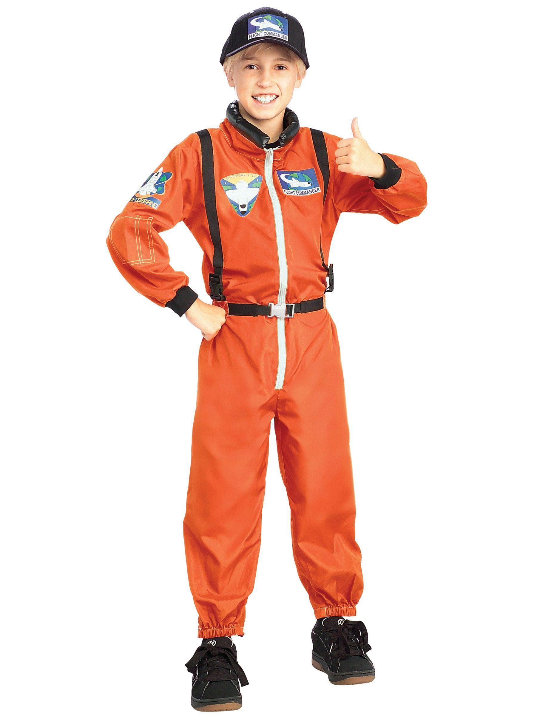 Kids' Orange Astronaut Jumpsuit and Hat - costumes.com