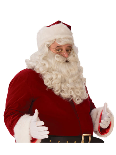 Men's White Santa Beard and Wig Set - Premium